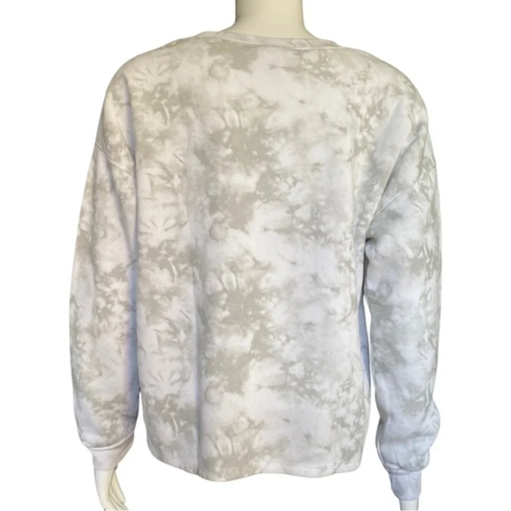 DISNEY MICKEY MOUSE White/Gray Tye Dye Crewneck Long Sleeve Sweatshirt size M - Picture 2 of 6